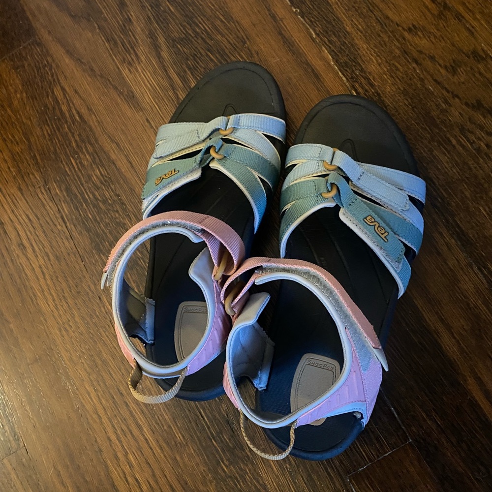 Teva Women's Blue and Pink Strappy Sandals